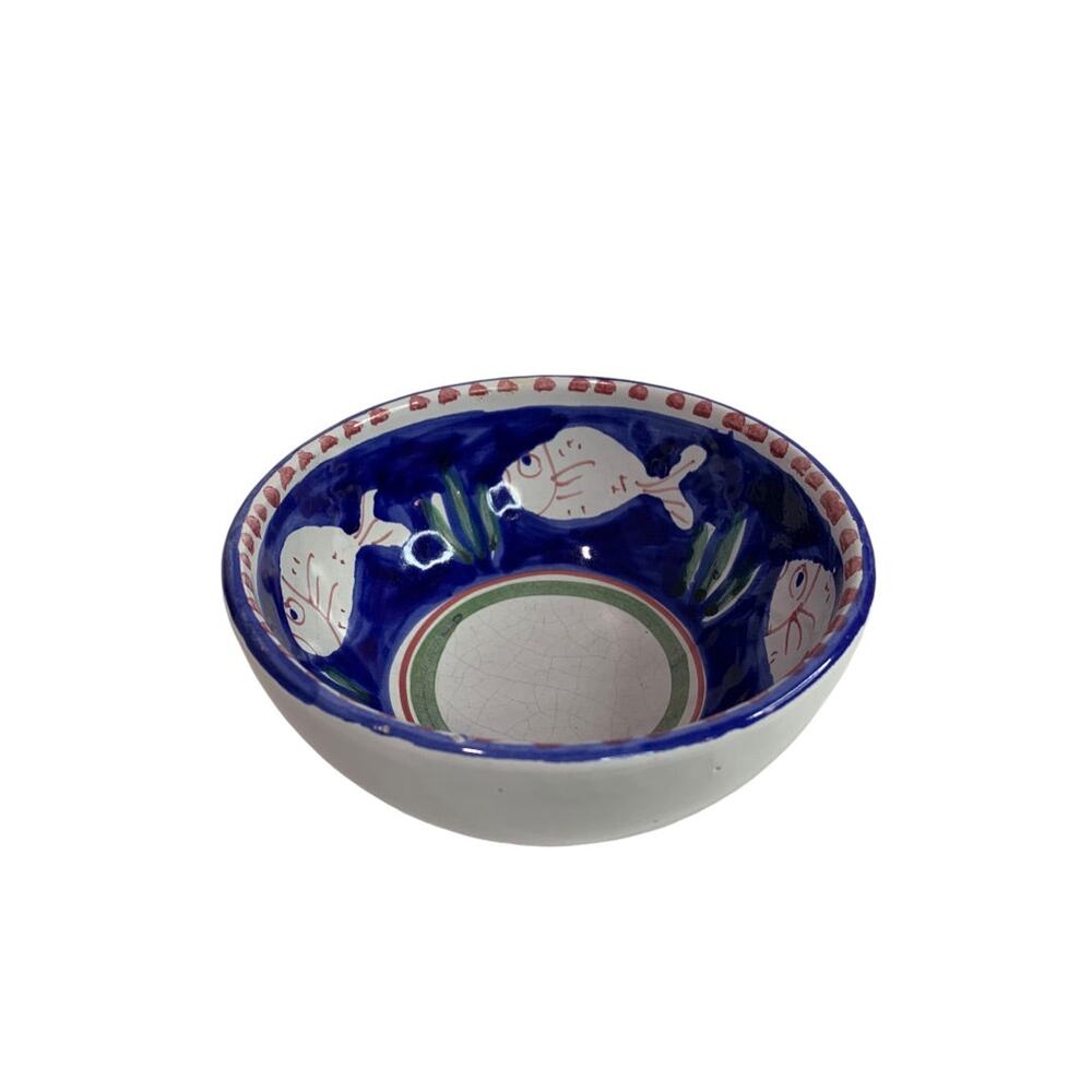 La Musa Vintage Italy Ceramic Fish Cereal Soup Bowl 6 Inch